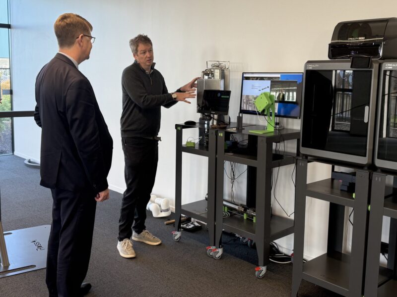 Callum Ross, RossAi, describing his new Ai products to His Excellency Laurence Meredith, European Union Ambassador to New Zealand